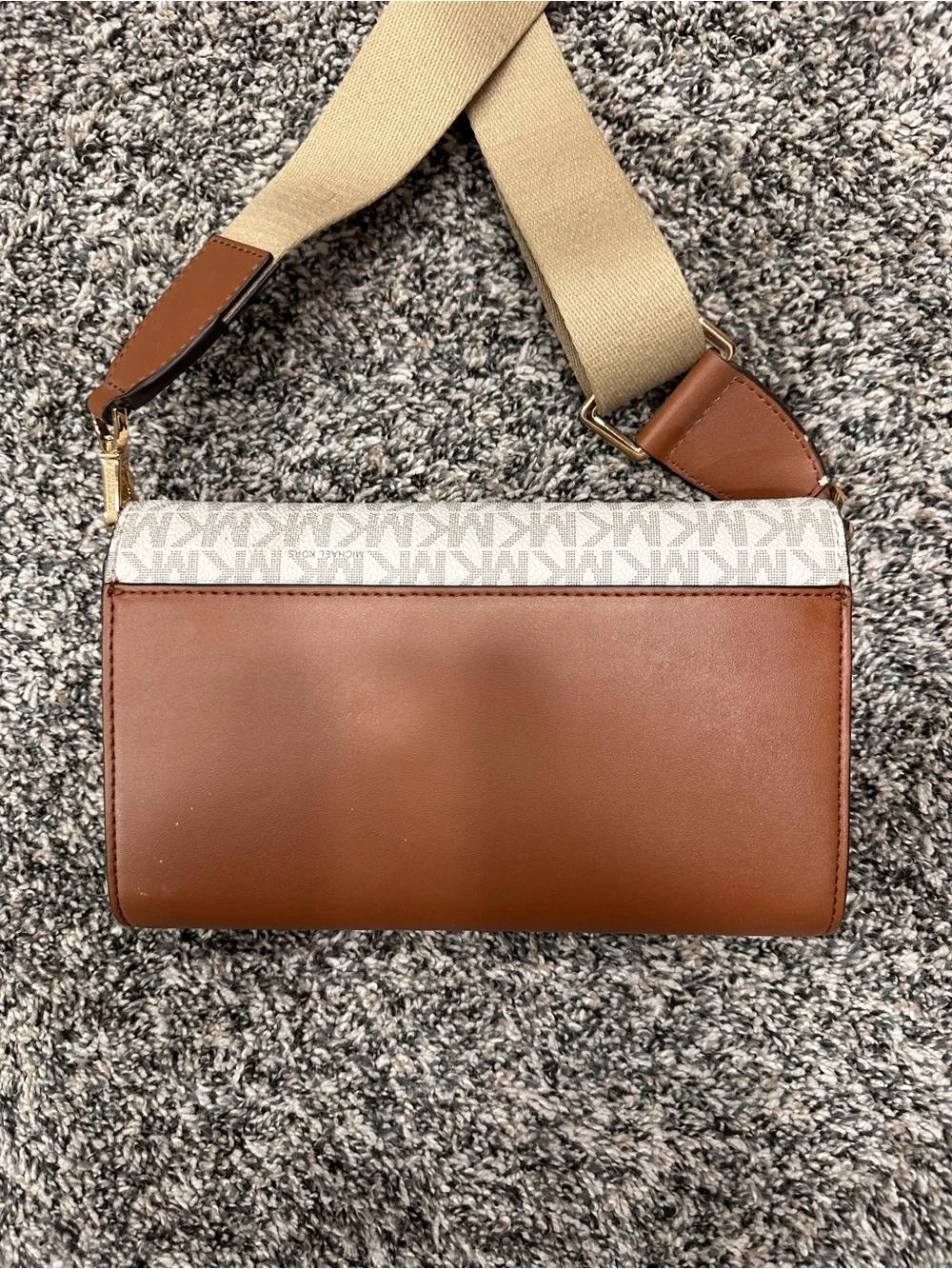 Michael Kors Cream & Brown Signature Canvas Crossbody